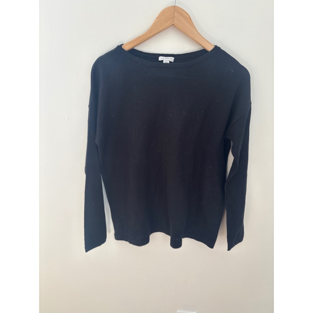 J. Jill Black 100% Merino Wool Washable Boat Neck Sweater Relaxed Fit Small